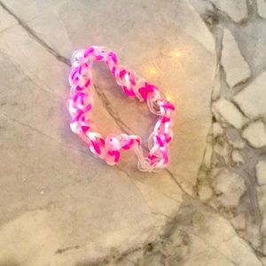 Loom bracelet pink,white and,clear